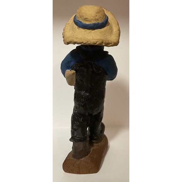 5” Tall Handpainted Faceless Boy Holding Duck Wooden Figurine - Picture 3 of 5